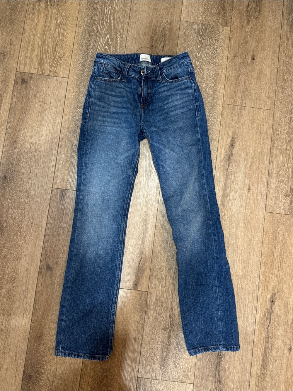 GUESS Women's Dark Blue Straight-Leg Jeans